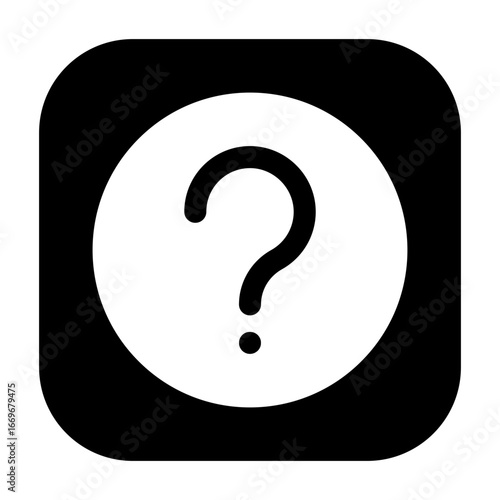 Minimalist rounded square question mark icon, representing help or inquiry