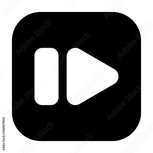 Minimalist rounded square fast forward icon, representing next or skip
