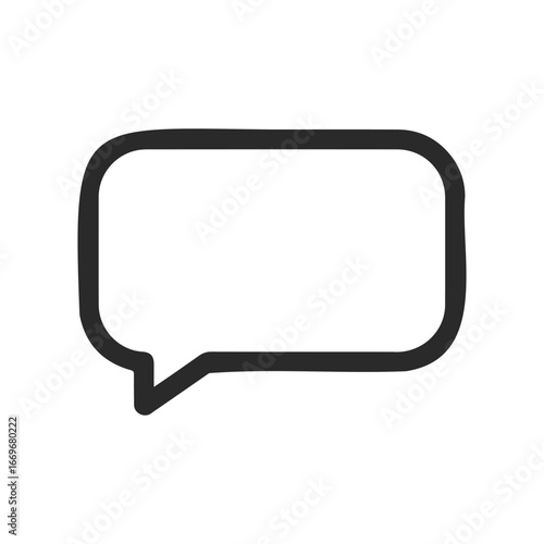 Black and white speech bubble icon for communication or chat interfaces