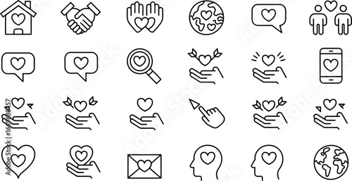 Love and relationship icons vector set for valentine s day wedding and dating concept design element