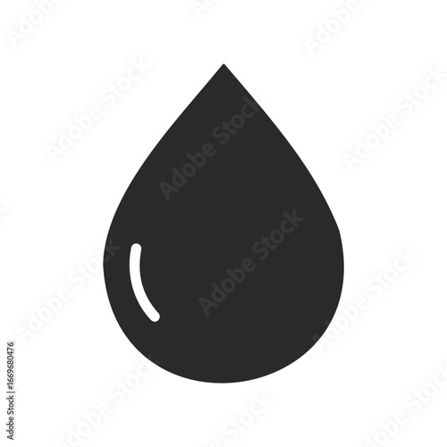 Black water droplet icon on white background