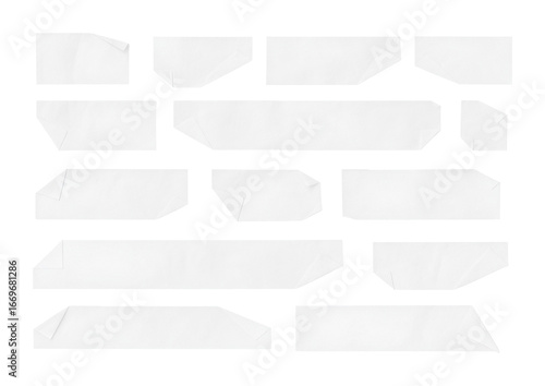 set of adhesive tape pieces on transparent background