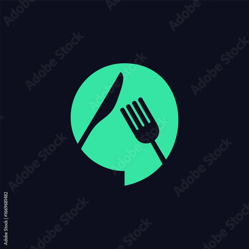 Food Talk Logo template designs vector illustration, ordering food or chat bubbles with a fork