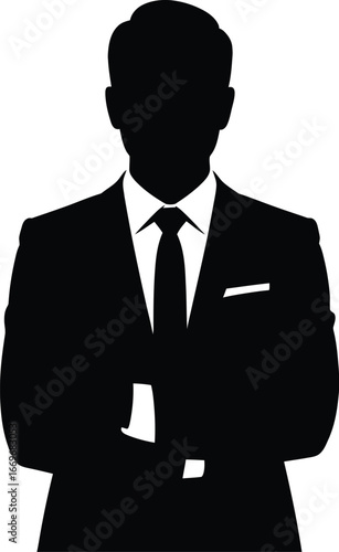 Silhouette of a man in a suit white shirt