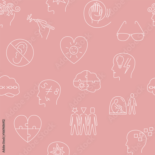 Neurological diversity line seamless pattern