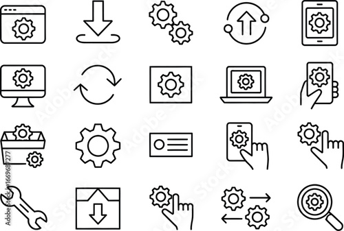 Settings configuration icon set vector illustration for website and mobile application design use