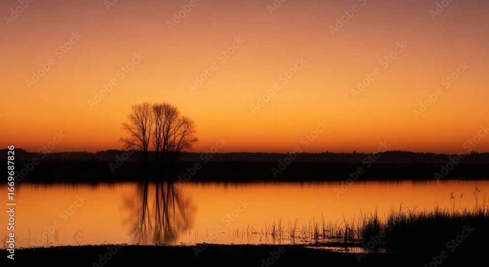 Fototapeta premium Scenic rural pathway lined with colorful autumn leaves during golden hour in fall