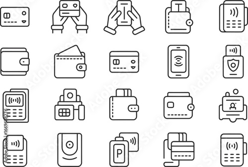 Collection of payment methods icons vector illustration for financial transactions and e commerce design
