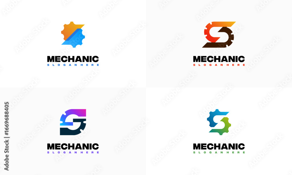 Obraz premium Set of S Initial Gear Logo designs concept vector, Mechanic logo designs concept