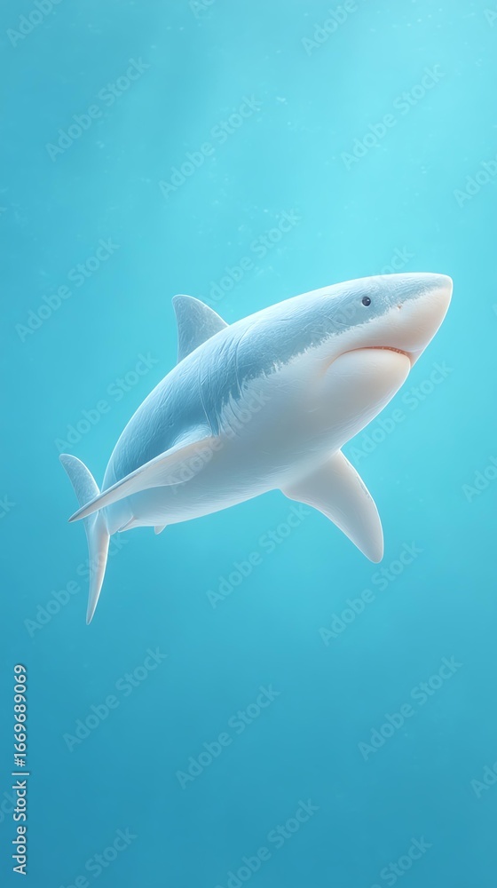 Fototapeta premium Shark powerful body concept, A majestic shark swimming gracefully through clear blue waters.
