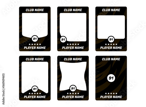 collection set of modern simple game or sports trading card template player statistics with ratings, front and back card design