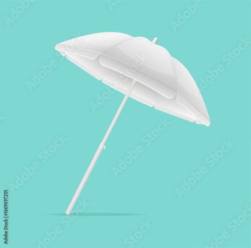 Realistic Detailed 3d White Blank Summer Sun Umbrella Template Mockup for Beach Resort. Vector illustration of Parasol