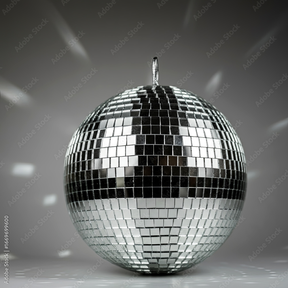 Fototapeta premium Shimmering disco ball reflecting light, capturing the essence of nightlife and dance floors