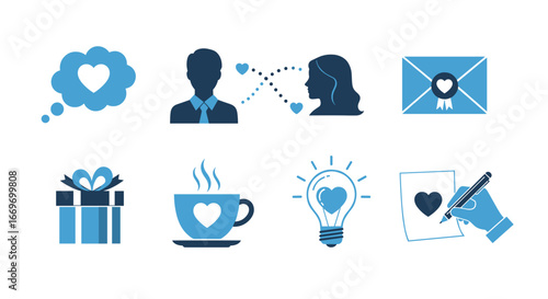 Illustration of love and affection with icons representing romance theme