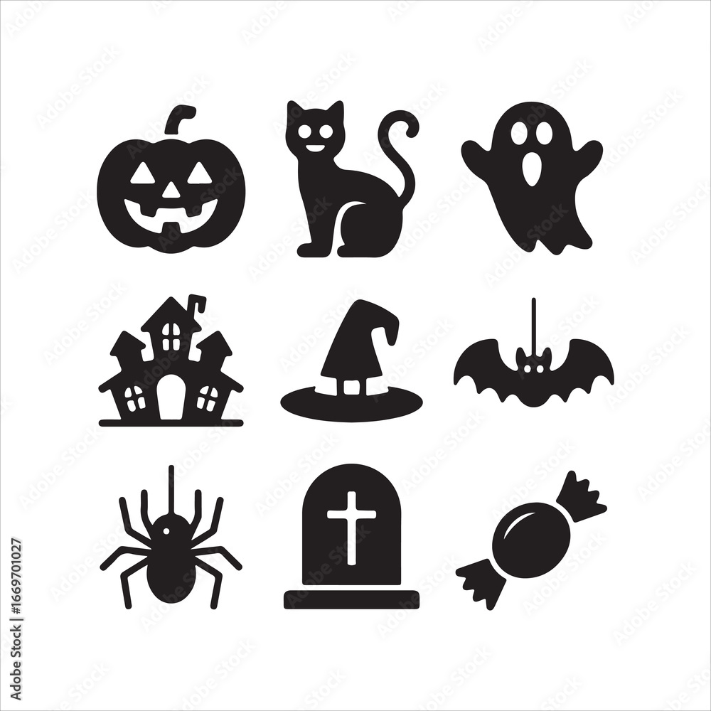 Obraz premium set of halloween icons
