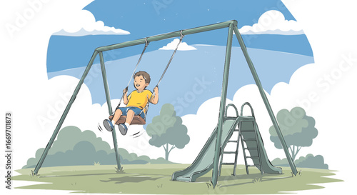 man on a swing