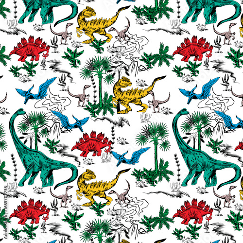 dinosaurus in garden.eps