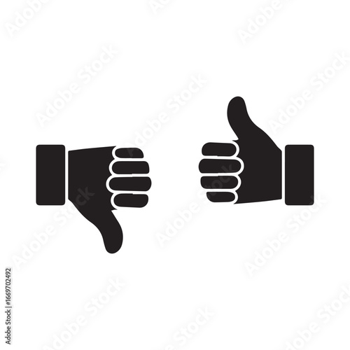 Silhouette thumbs up and thumbs down , like, dislike icon vector