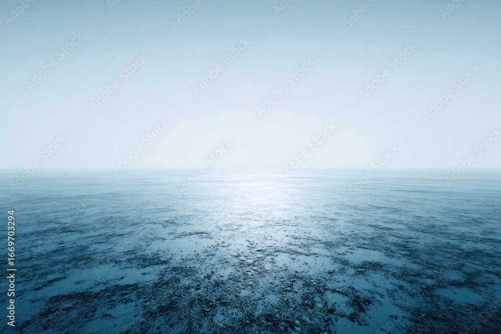 Fototapeta premium Serene seascape calm, blue water meets a pale sky on the horizon, with subtle reflections adding depth