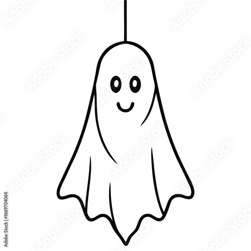 creepy hanging ghost line art vector icon
