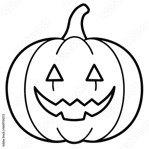creepy pumpkin lantern line art vector icon