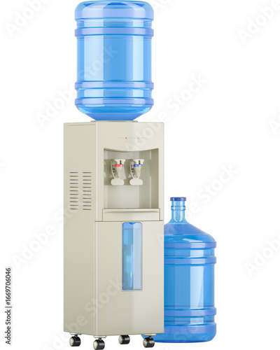 Water cooler and water dispenser bottle, transparent background