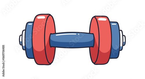 Red and Blue Dumbbell Illustration Fitness, Strength Training, Exercise Equipment