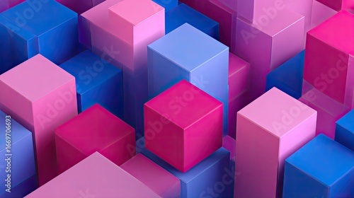 Abstract, 3D, geometric shapes, cubes, vibrant colors