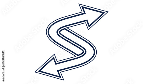 Stylized s shape formed by two opposing arrows pointing in opposite directions
