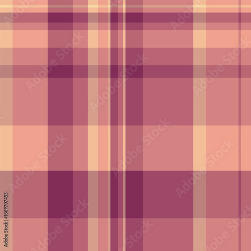 Britain fabric plaid textile, vichy pattern vector check. Pink seamless tartan texture background in red and pink colors.