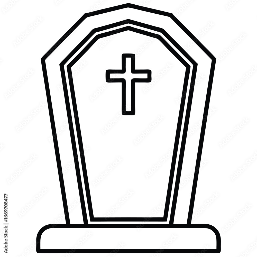 Obraz premium open grave line art vector icon