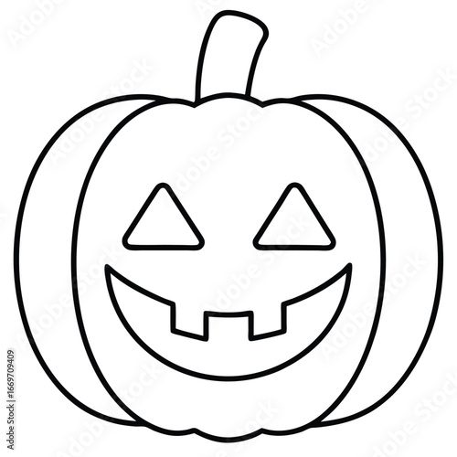 pumpkin lantern face line art vector icon