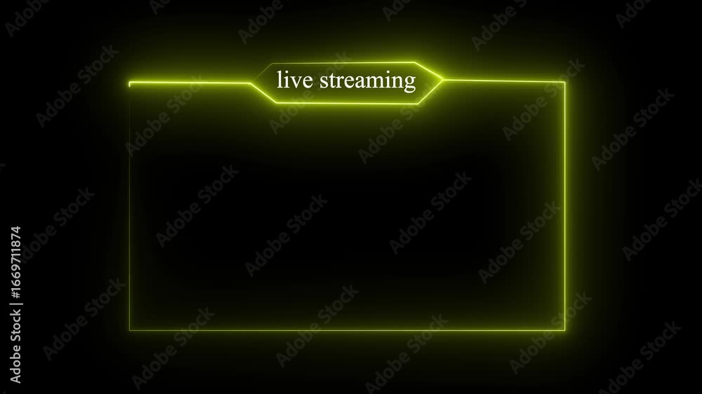 Neon Stream Live neon frame animation with neon box frame. Animated neon live ...