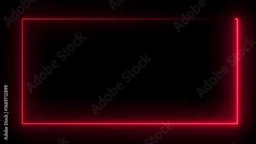 Wallpaper Mural RED color big Rectangle glowing neon frame background animation, Glowing neon rectangle border frame in the shape rectangle. Neon abstract red color rectangle shape line animation. 4k video.. Torontodigital.ca