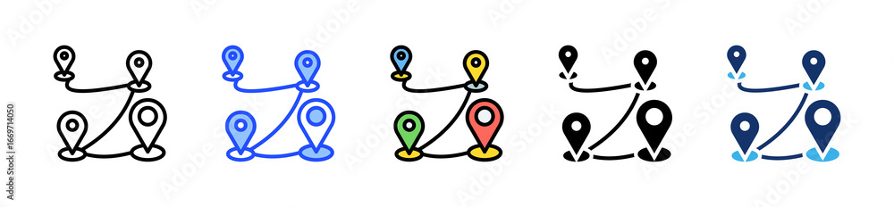 Obraz premium Multi-Location Icon Collection With Multiple Styles