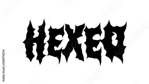 hexed typography vector design. Bold lettering in sharp metal style, perfect for streetwear, band merch, and edgy graphic tees, sticker, poster