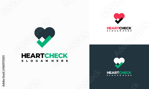 Heart Check logo designs concept vector, Heart care logo template