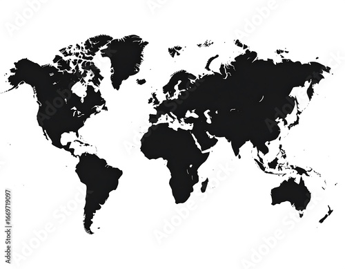Simple black and white world map