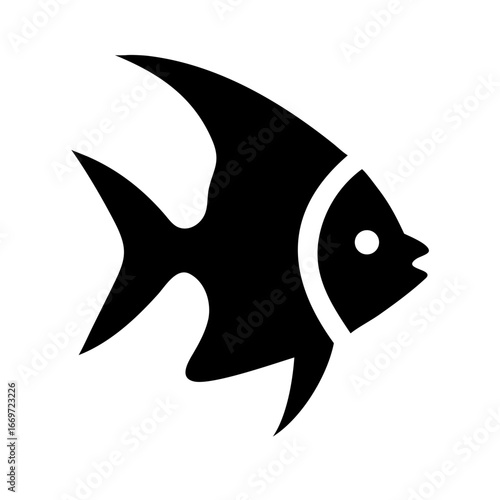 Angelfish Icon Set – Tropical Aquarium Fish Marine Ocean Wildlife Vector Graphic Illustration
