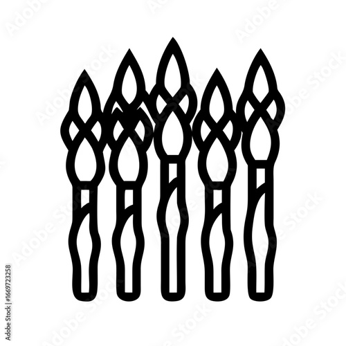 Asparagus Icon Set – Bunch Neat Vertical Lines Fresh Healthy Vegetable Organic Vector Graphic Illustration