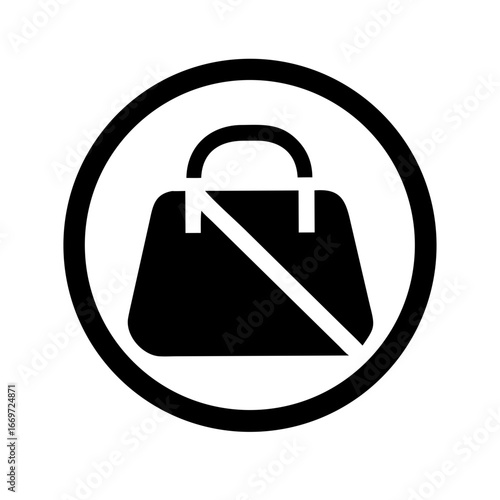 "Handbag Prohibited Flat Sign: Bold Symbol for Security, Restrictions, and No-Bag Zones"