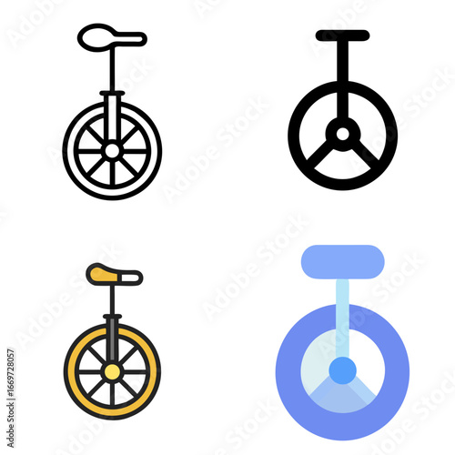 Unicycle Icon – Minimal One-Wheel Bicycle Symbol for Circus, Acrobatics, Balance Sports, and Entertainment Performances