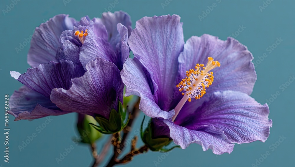 Fototapeta premium Close-up of three lavender hibiscus flowers