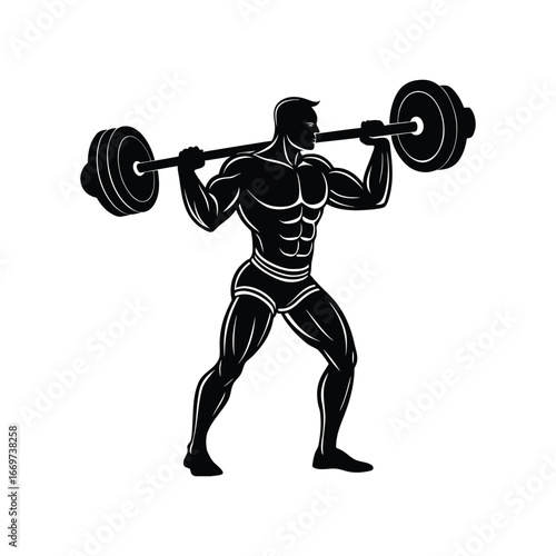 Illustration of a man lifting weights silhouette
