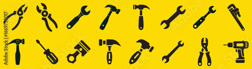 Silhouette icons of hand tools