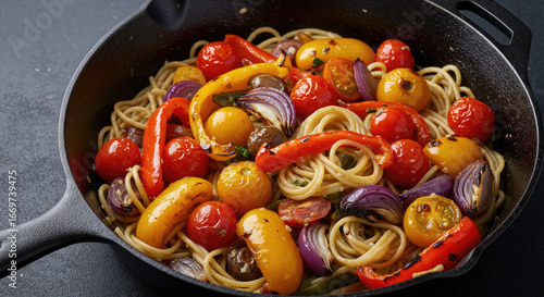 Delicious Roasted Vegetable Pasta Dish.