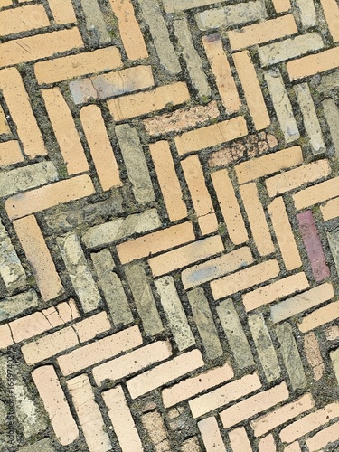 Brick pavement zigzag abstract background pattern