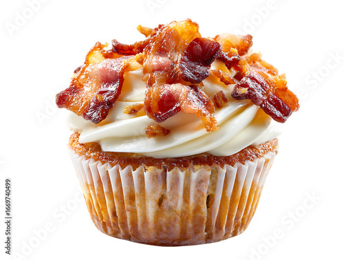 Bacon Cupcake on White Background Design