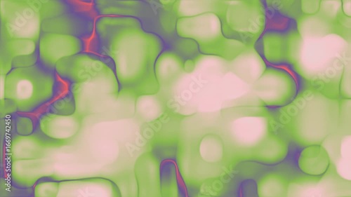 Psychedelic Fluid Motion: Vibrant Green, Pink, and Orange Glowing Shapes in a Seamless Loop, Ideal for Presentations, Digital Art, Social Media, and Futuristic Backdrops