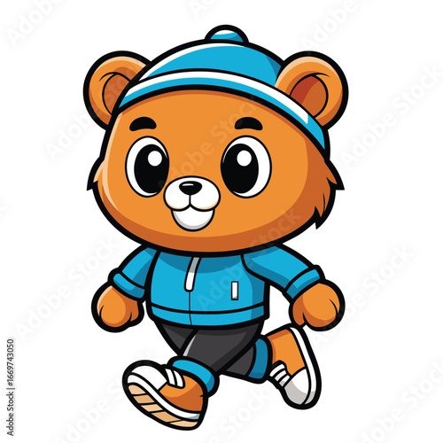 Cute cartoon teddy bear illustration with funny animal character in a playful childhood design